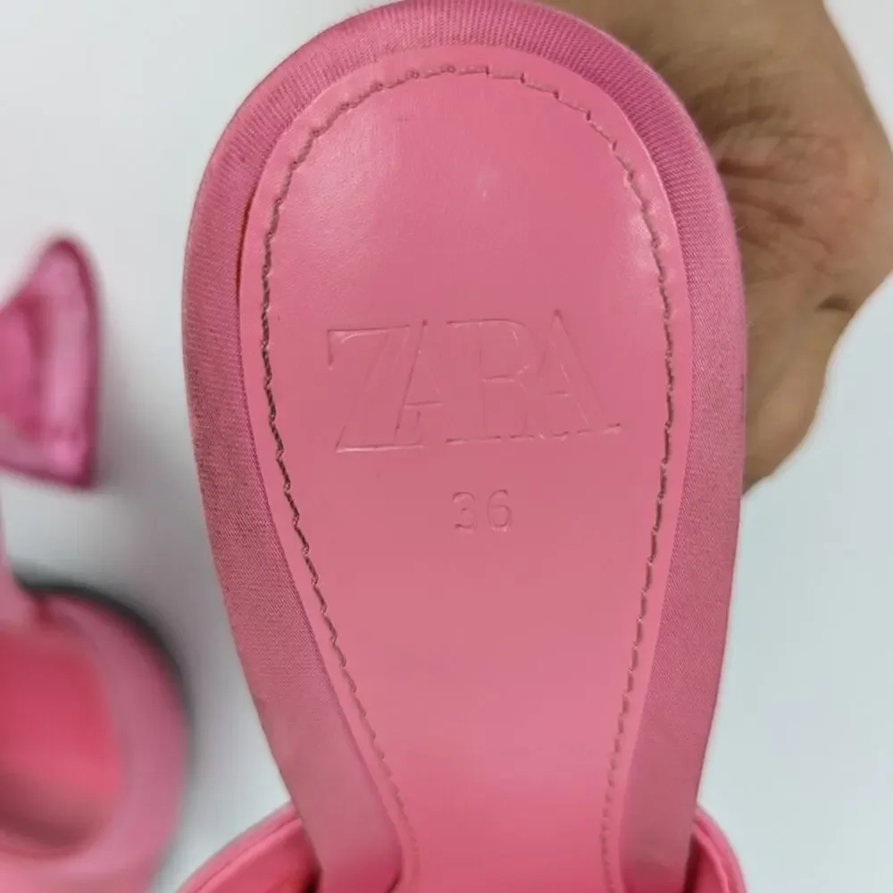 Zara Womens Shoes Pink Barbiecore Heeled Methacrylate Sandals Size 6